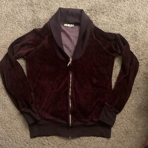 Avani Maroon Velvet Bamboo Organic Cotton Jacket M L